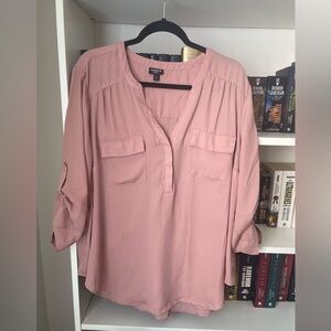 Torrid Harper Blouse, 3/4 sleeve, dusty pink, Size 2